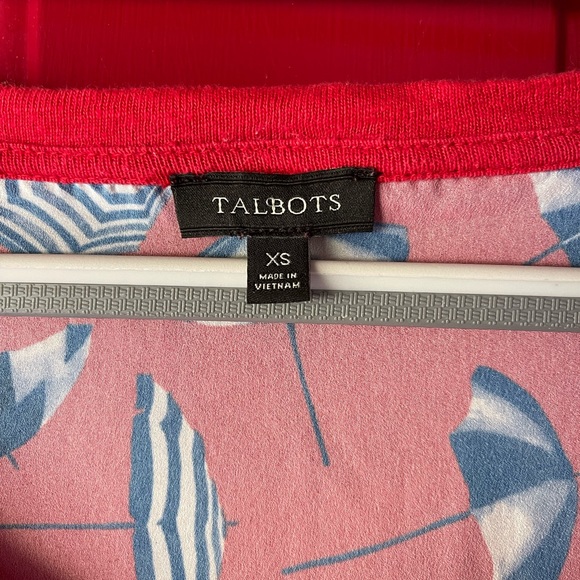 Talbots XS red shirt with umbrella print on back - Picture 3 of 5